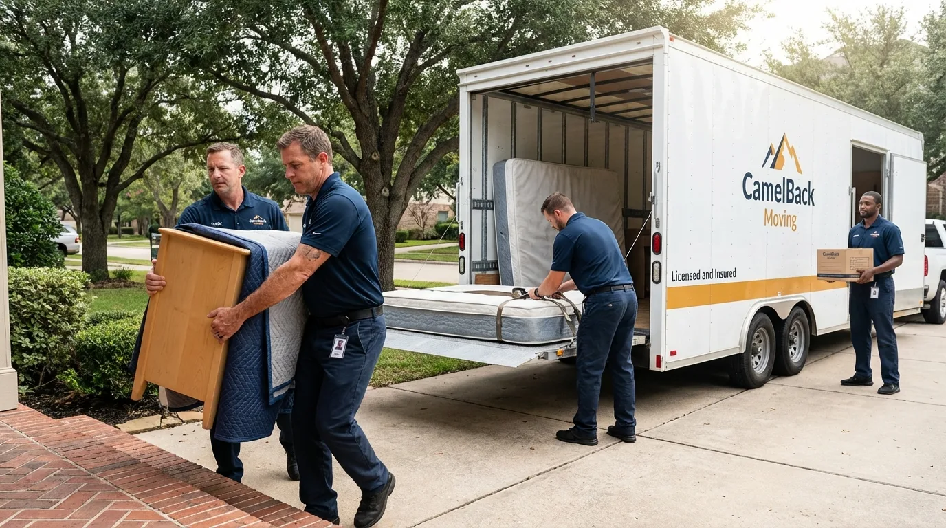 Crew loading residential truck for cross-state move from Epsom, NH