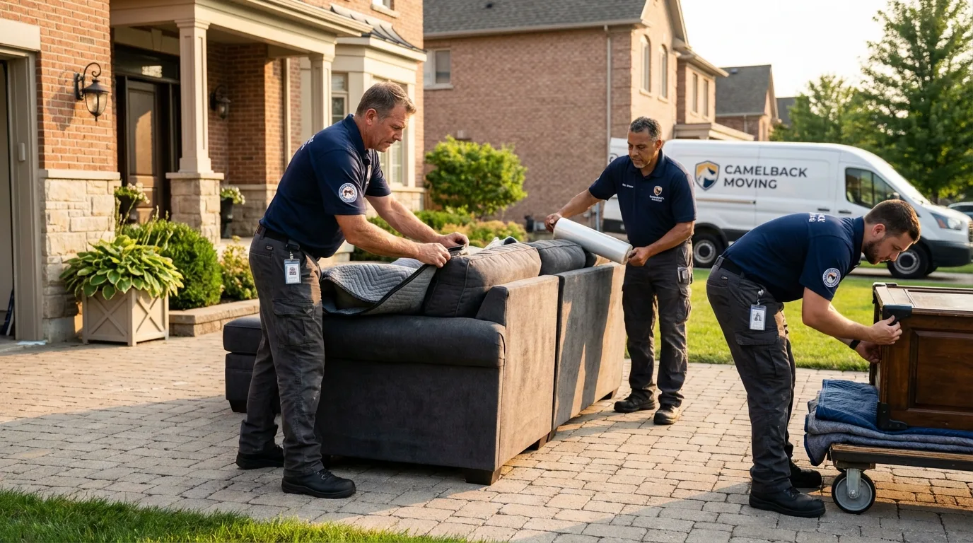 Large estate moving crew wrapping furniture in Epsom, NH